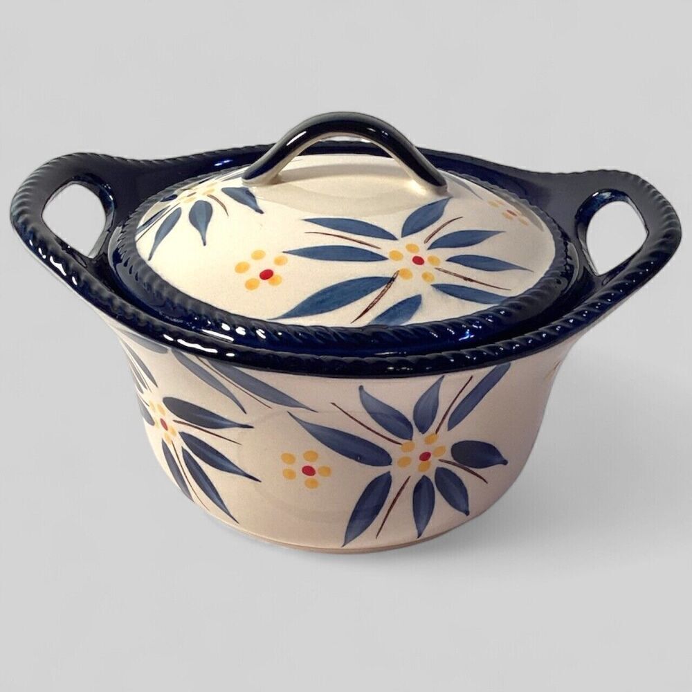Temp-tations Blue Old World Round 16 oz. Handled Covered Casserole